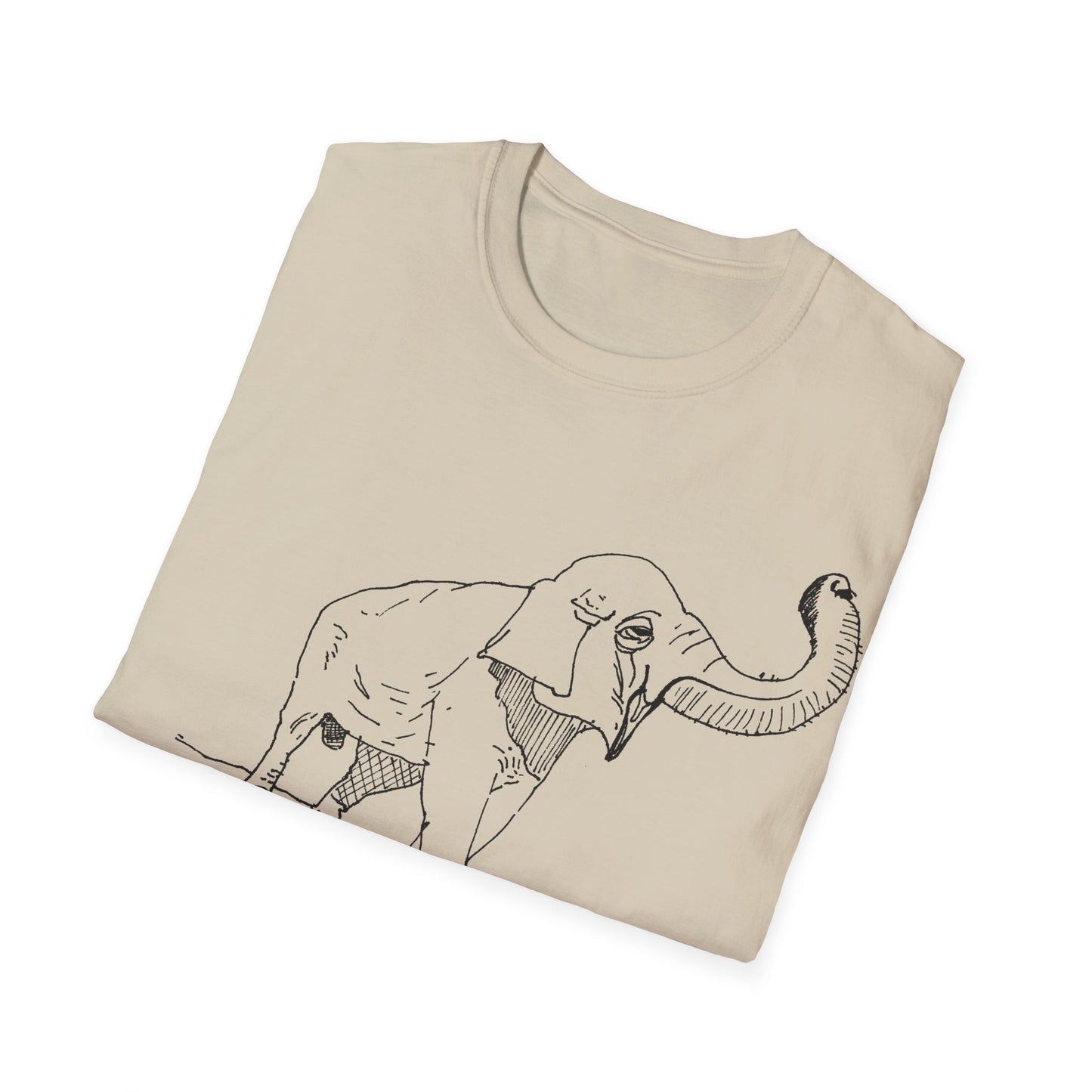 elephant kicks heroin habit original drawing tshirt. reference to xiguang the elephant