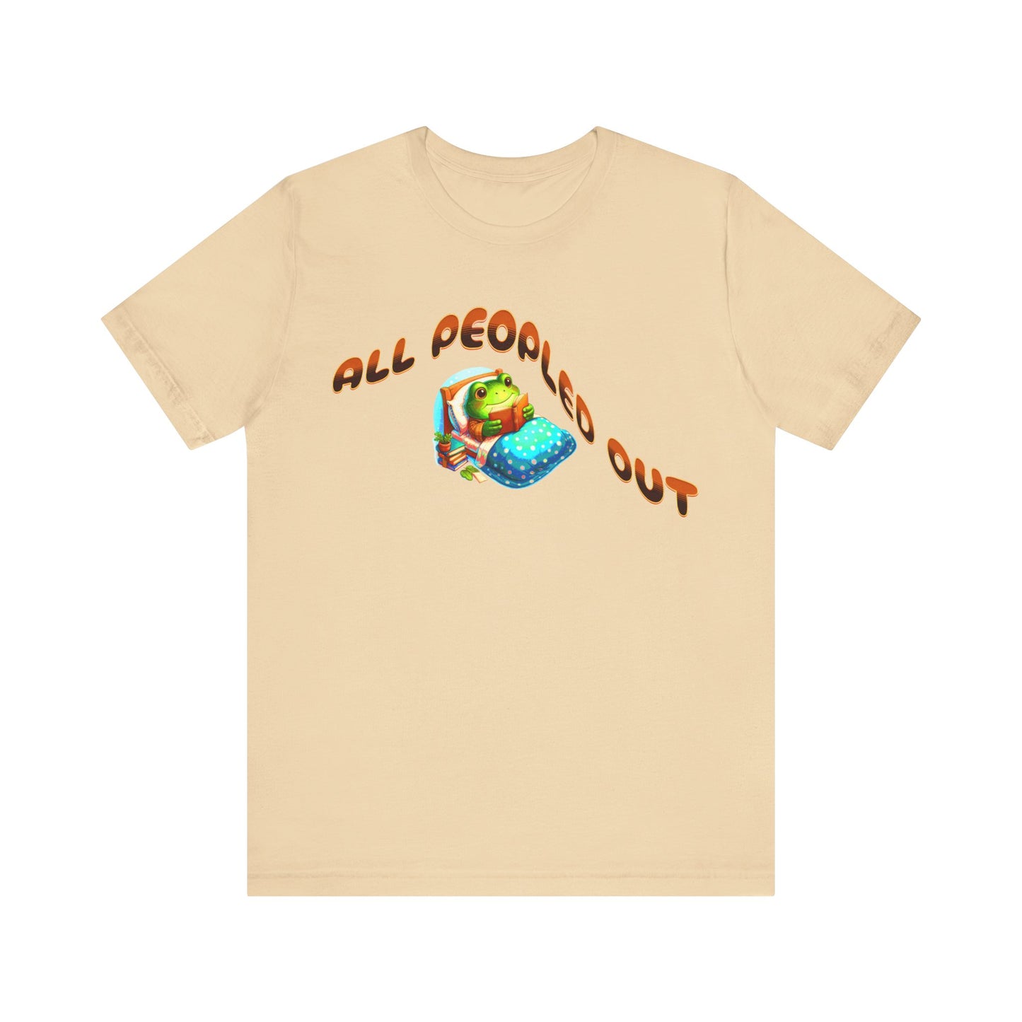 all peopled out cute frog reading a book in bed tshirt