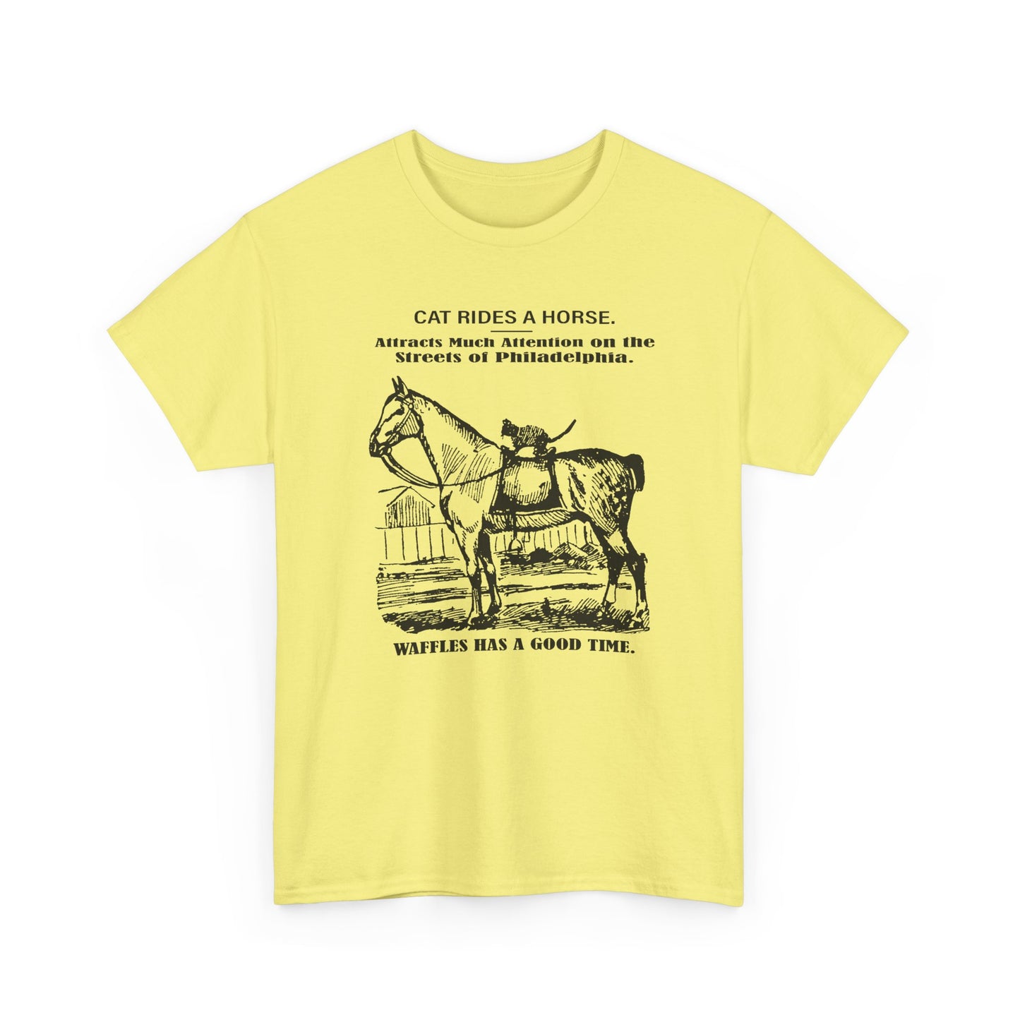 1898 cat named waffles rides horse news article drawing reproduction tshirt