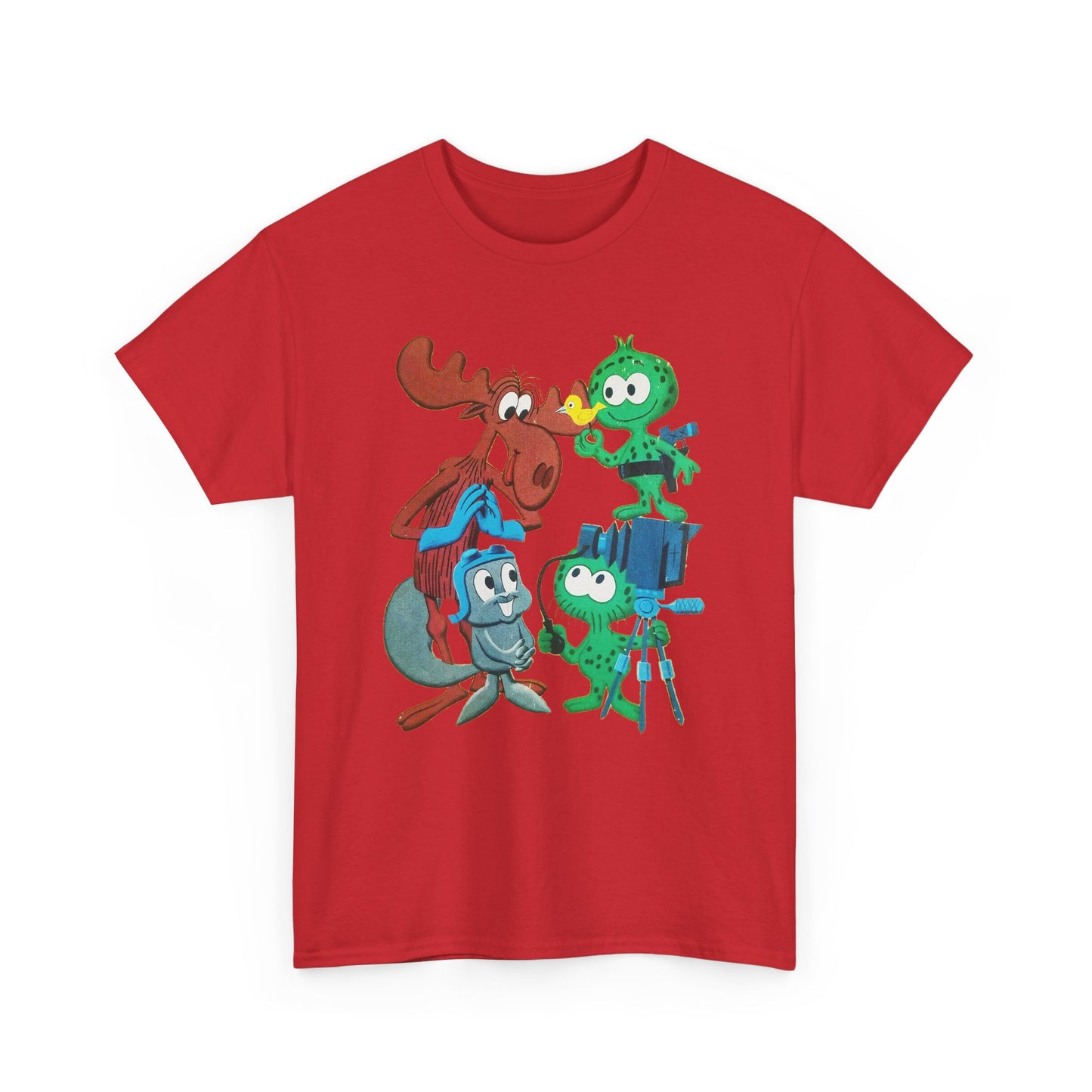 the rocky and bullwinkle show with gidney and cloyd reproduction tshirt