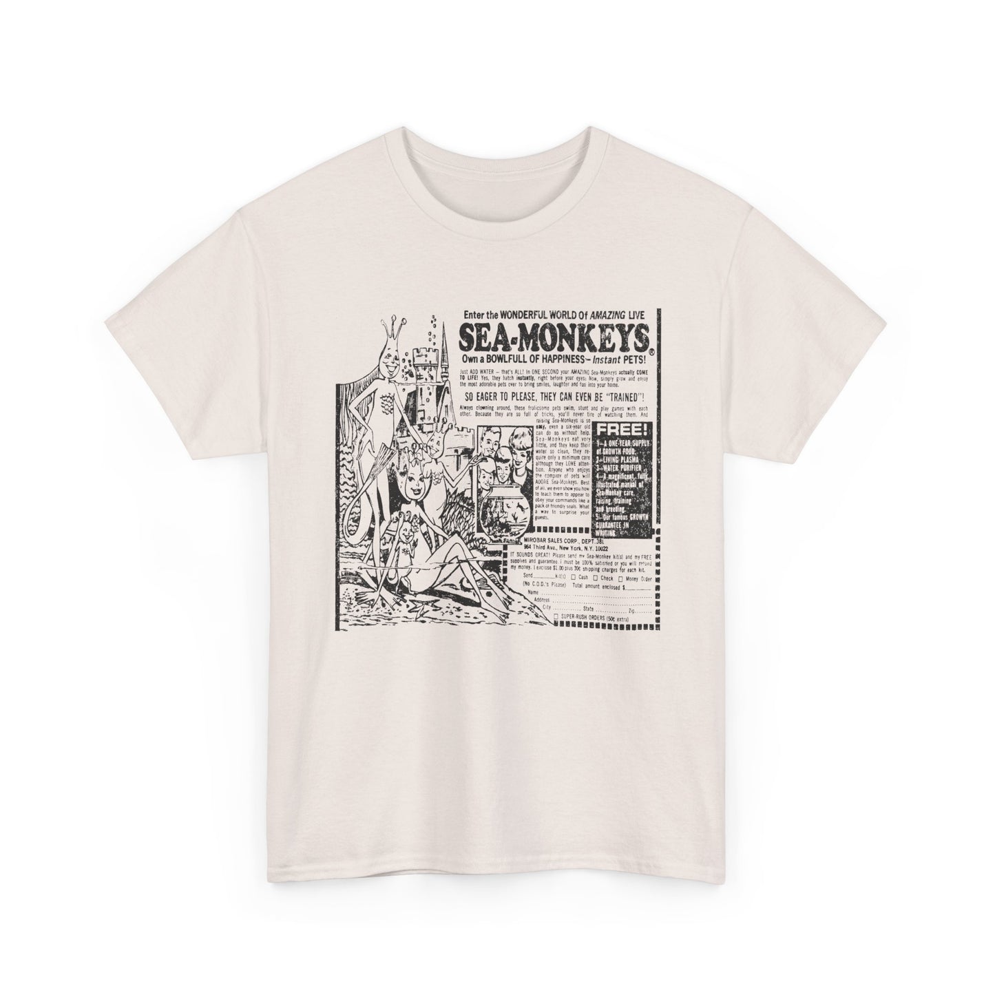 1973 sea monkeys insta pet advert black and white reproduction tshirt
