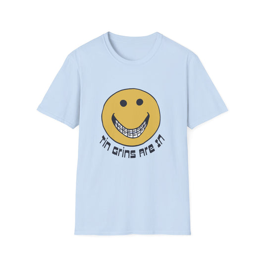 vintage "tin grins are in" 1970s design tshirt