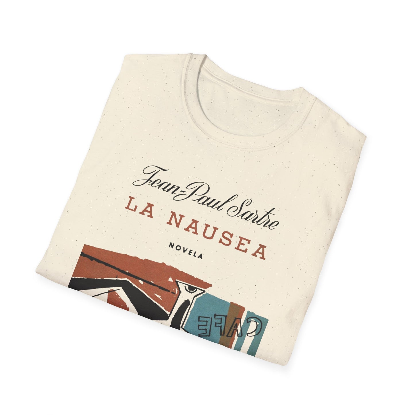1938 spanish book cover for nausea by jean-paul sartre tshirt
