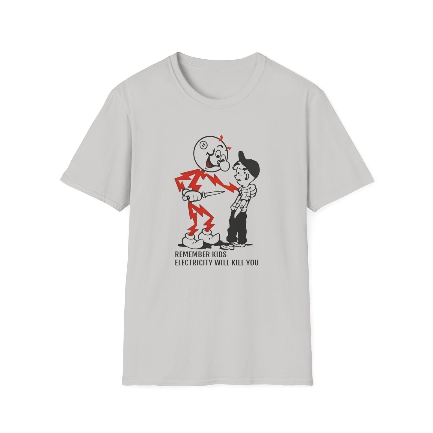 reddy kilowatt remember kids electricity will kill you vintage logo reproduction tshirt