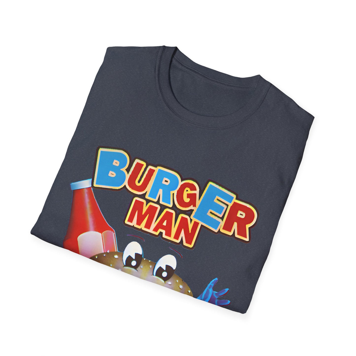 old video game burger man retro design reproduction tshirt