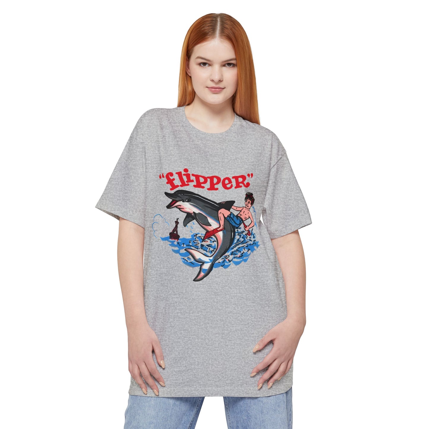 oversized 1960s miami seaquarium flipper the dolphin vintage reproduction unisex tall beefy tshirt