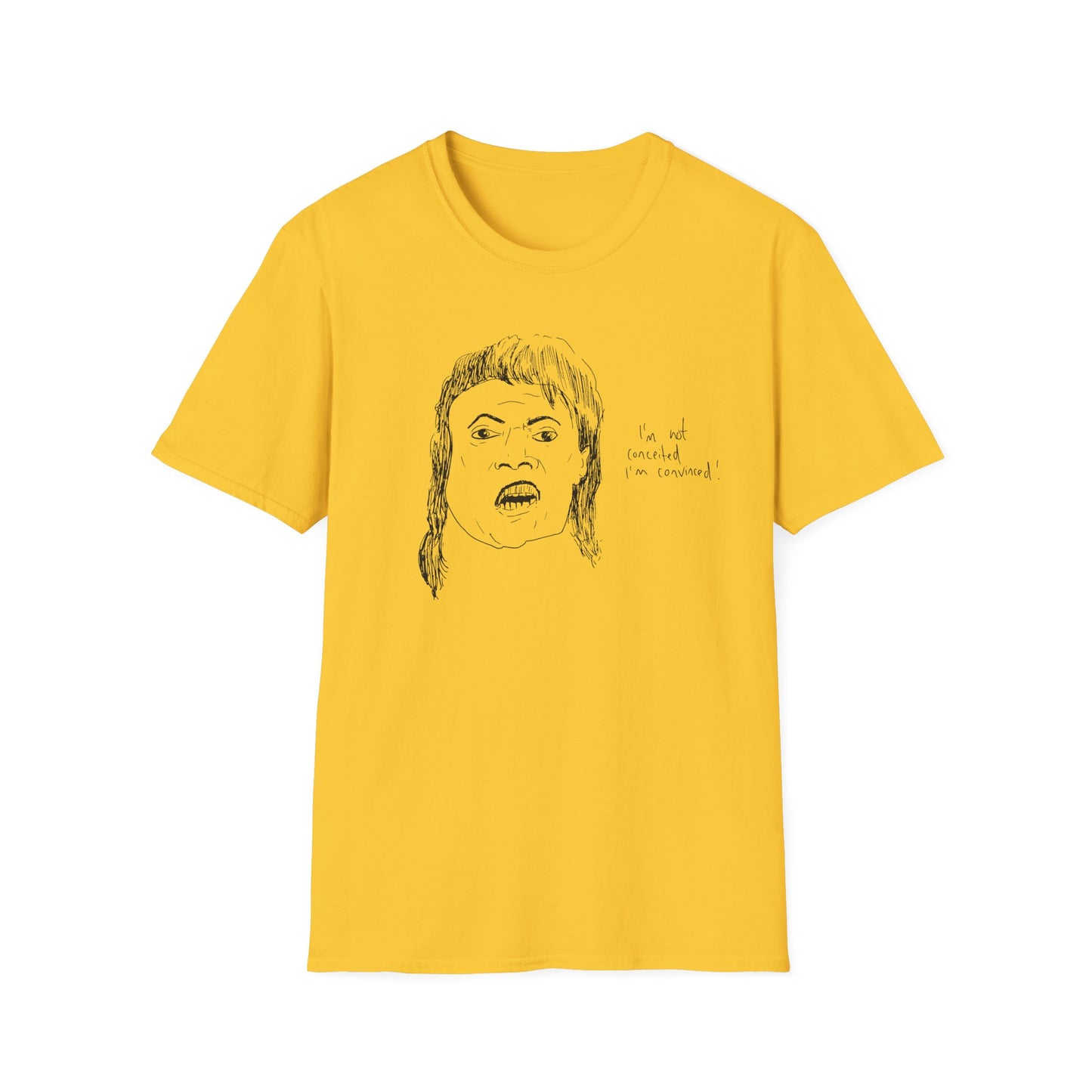 original drawing of little richard that time he was on arsenio hall in 1990 and said "i'm not conceited. i'm convinced!" tshirt