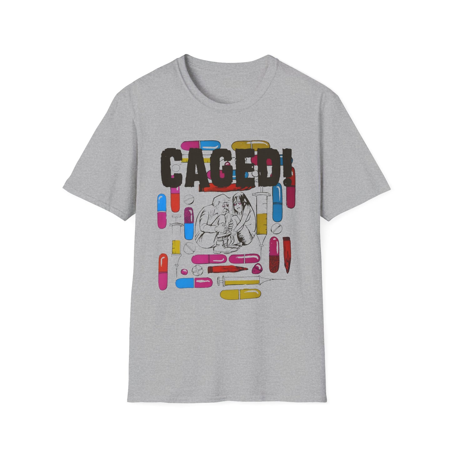 1960s/70s anti drug poster tshirt caged! by smartset smarteen s.o.s tshirt