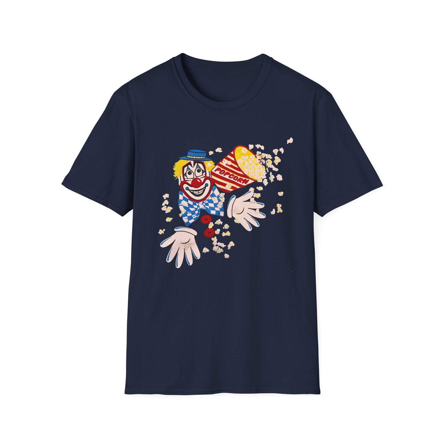 vintage 1980s popcorn clown graphic tshirt