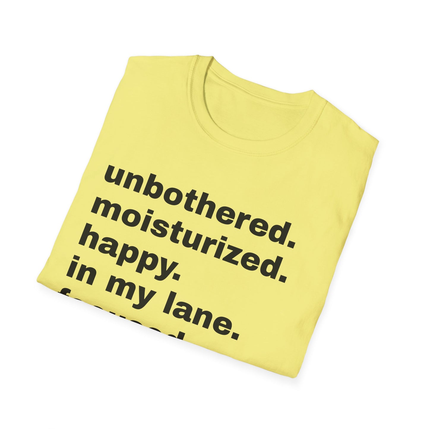 unbothered. moisturized.  happy.  in my lane.  focused.  flourishing. tshirt