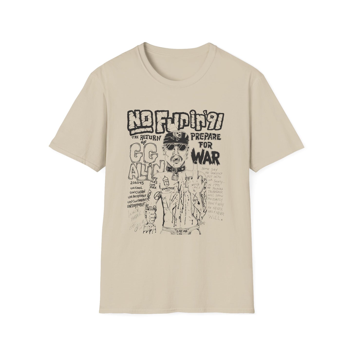 no fun in '91 gg allin show poster tshirt
