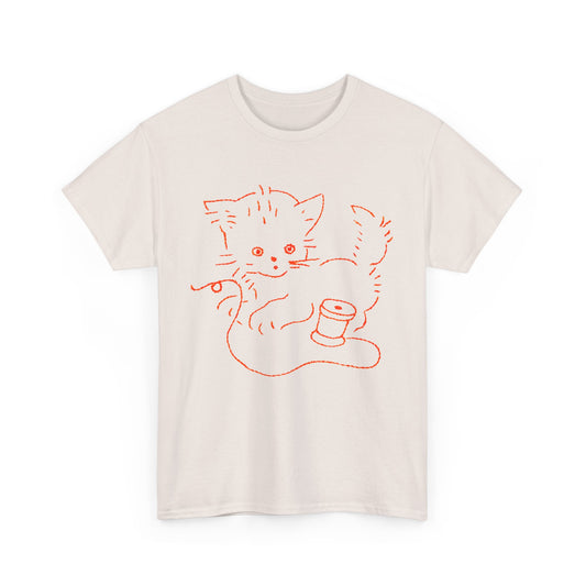 vintage graphic kitten with string reproduction tshirt