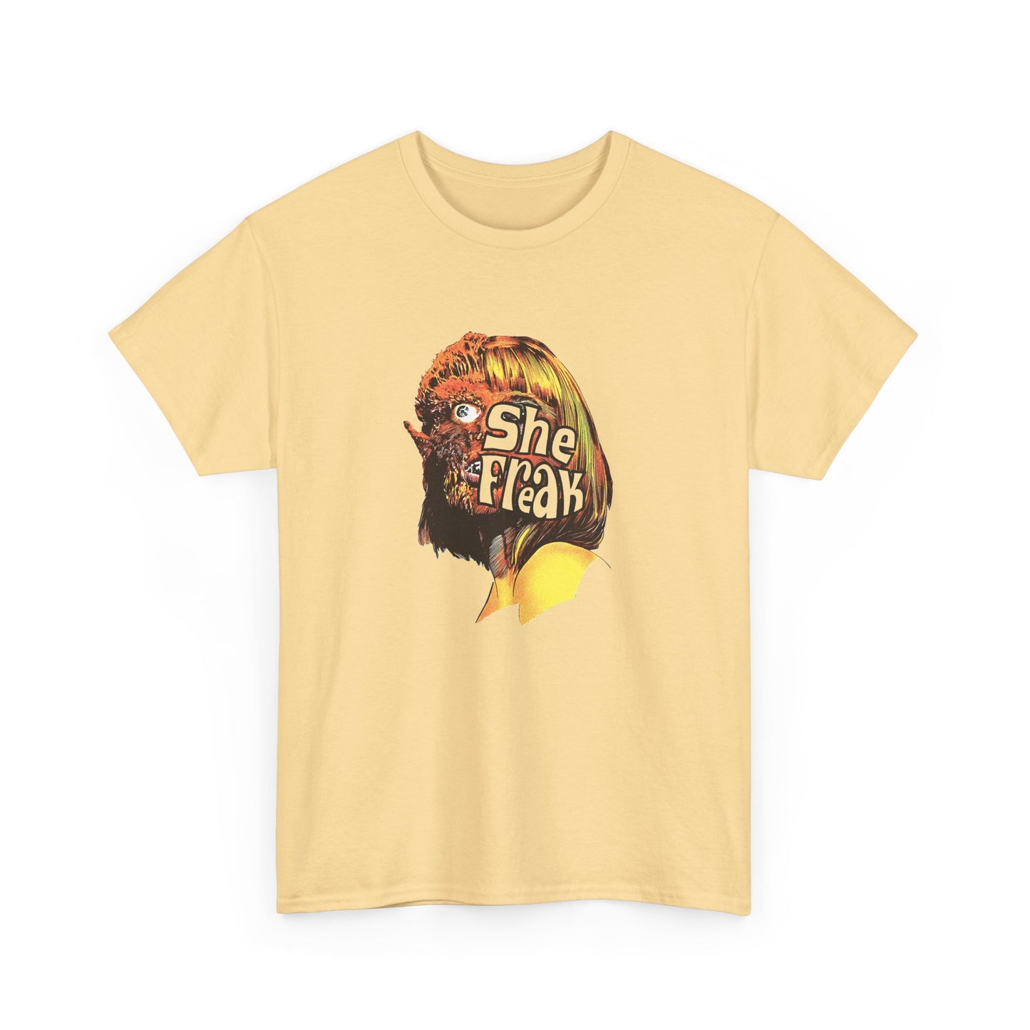 ships from canada she freak 1967 exploitation horror film comic halftone style tshirt