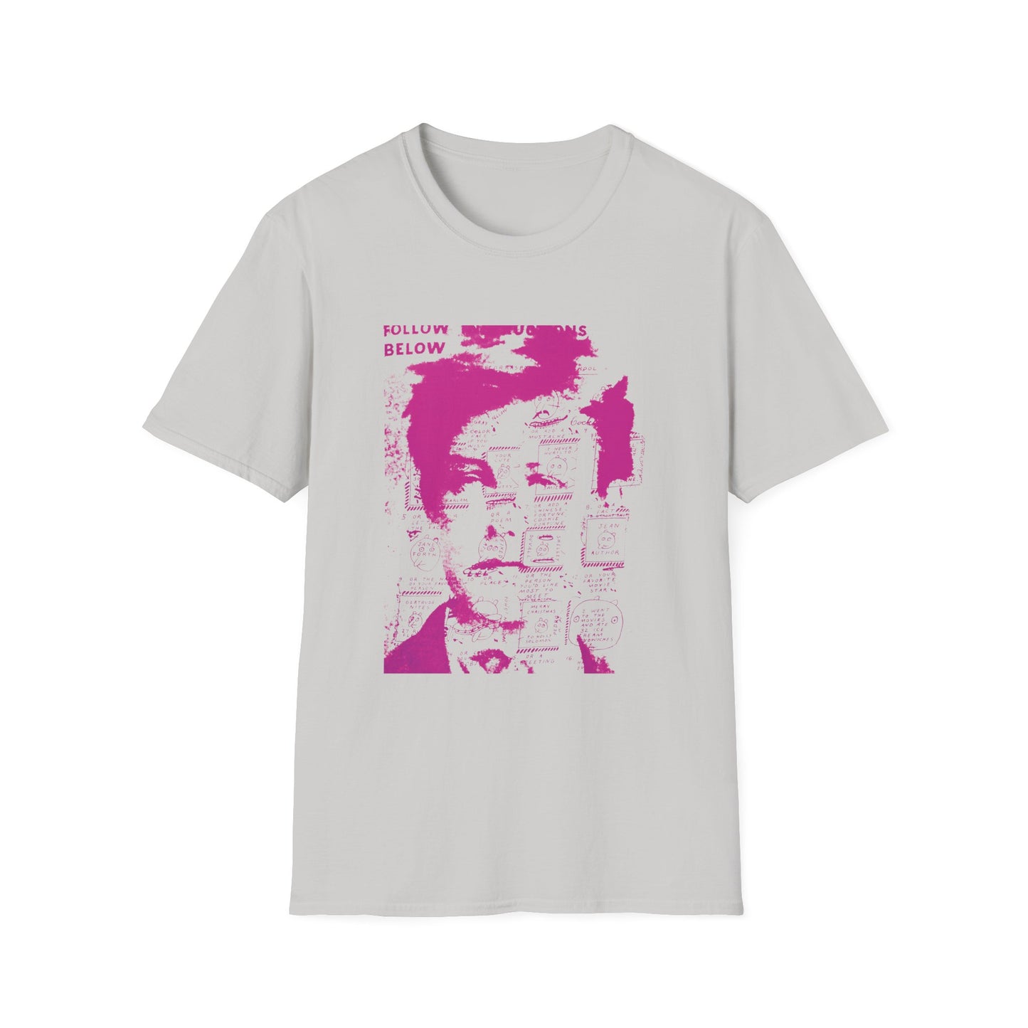 ray johnson arthur rimbaud art in pink tshirt