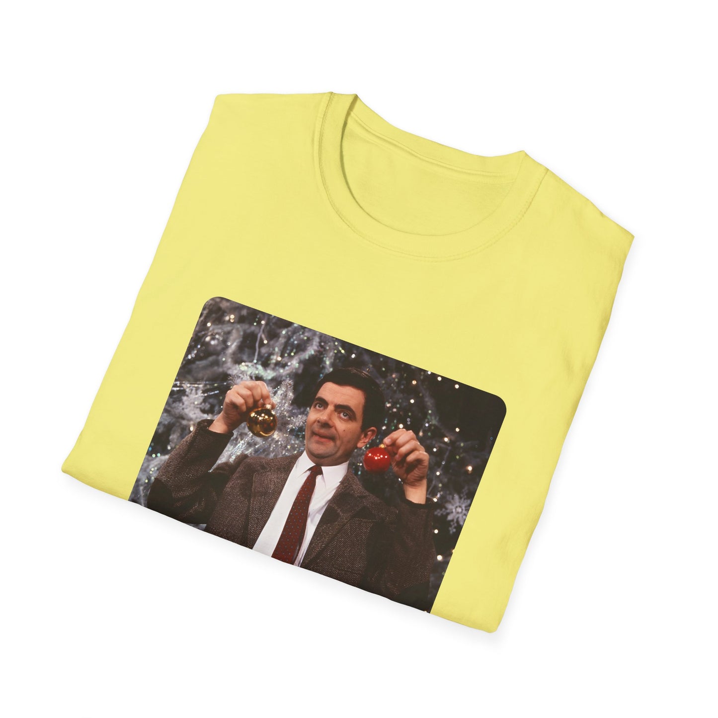 mr bean with christmas ornaments tshirt