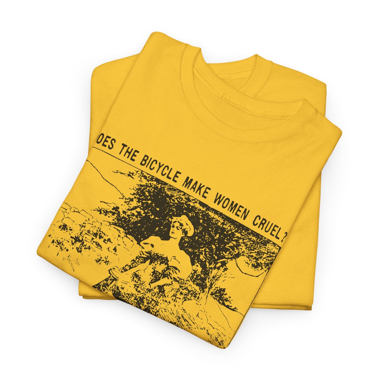 1897 cartoon does the bicycle make women cruel? reproduction tshirt