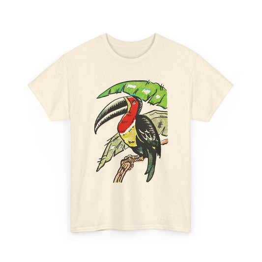vintage 1920s travel poster toucan graphic reproduction tshirt
