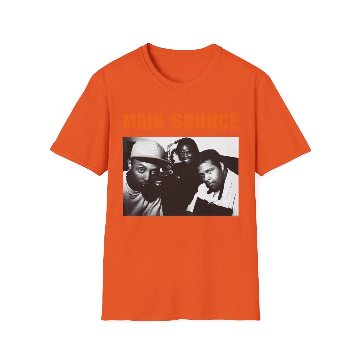 main source 90's hip hop legends photo on the couch tshirt