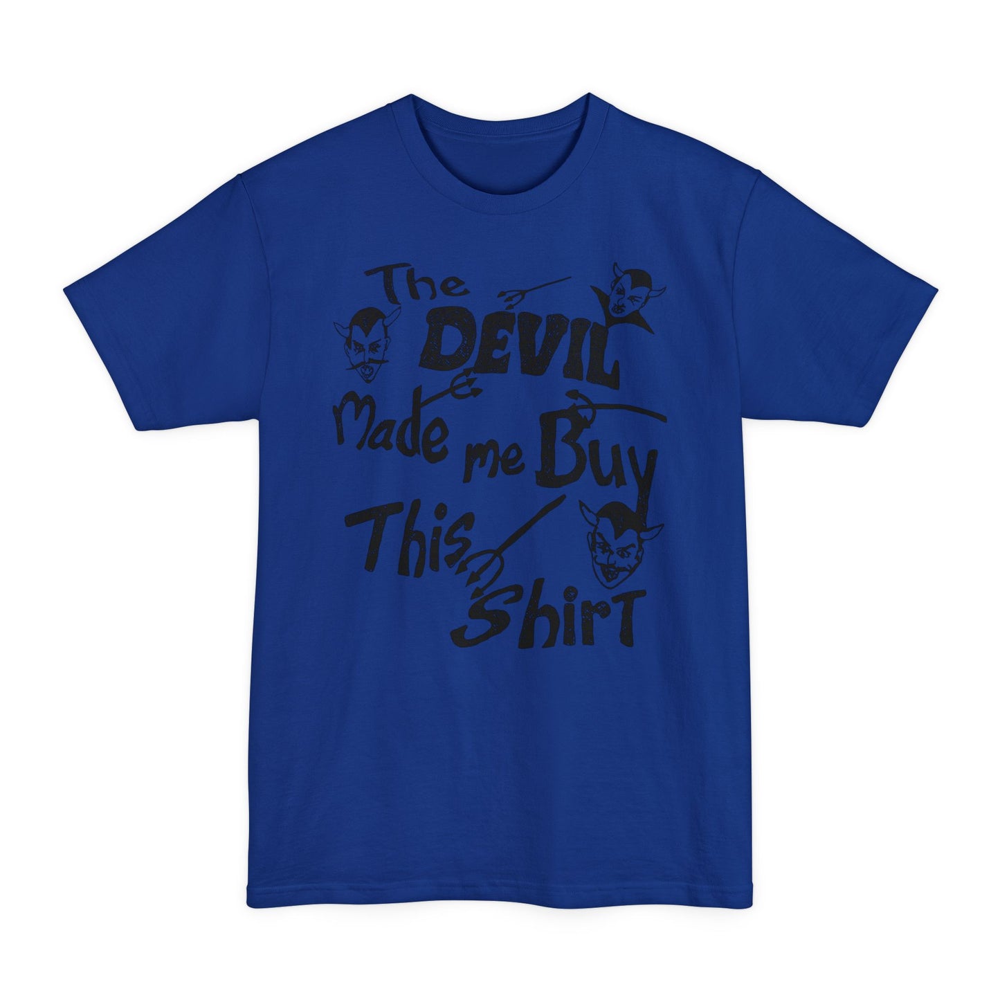 oversized vintage the devil made me buy this shirt custom drawn reproduction unisex tall beefy tshirt