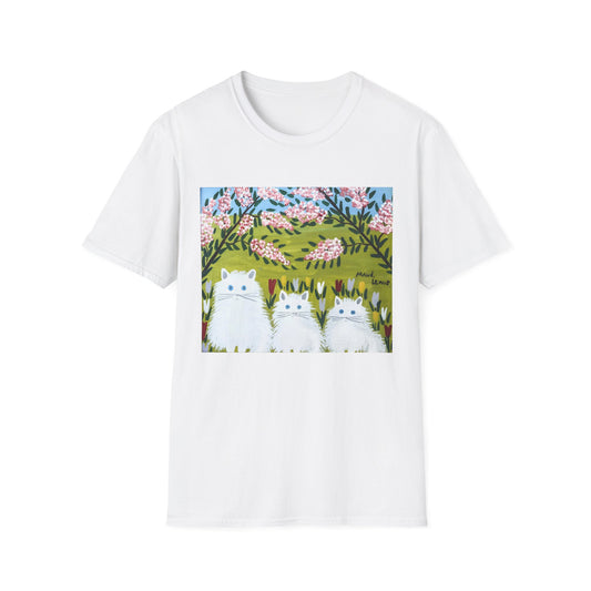 1965 maud lewis painting three white cats tshirt