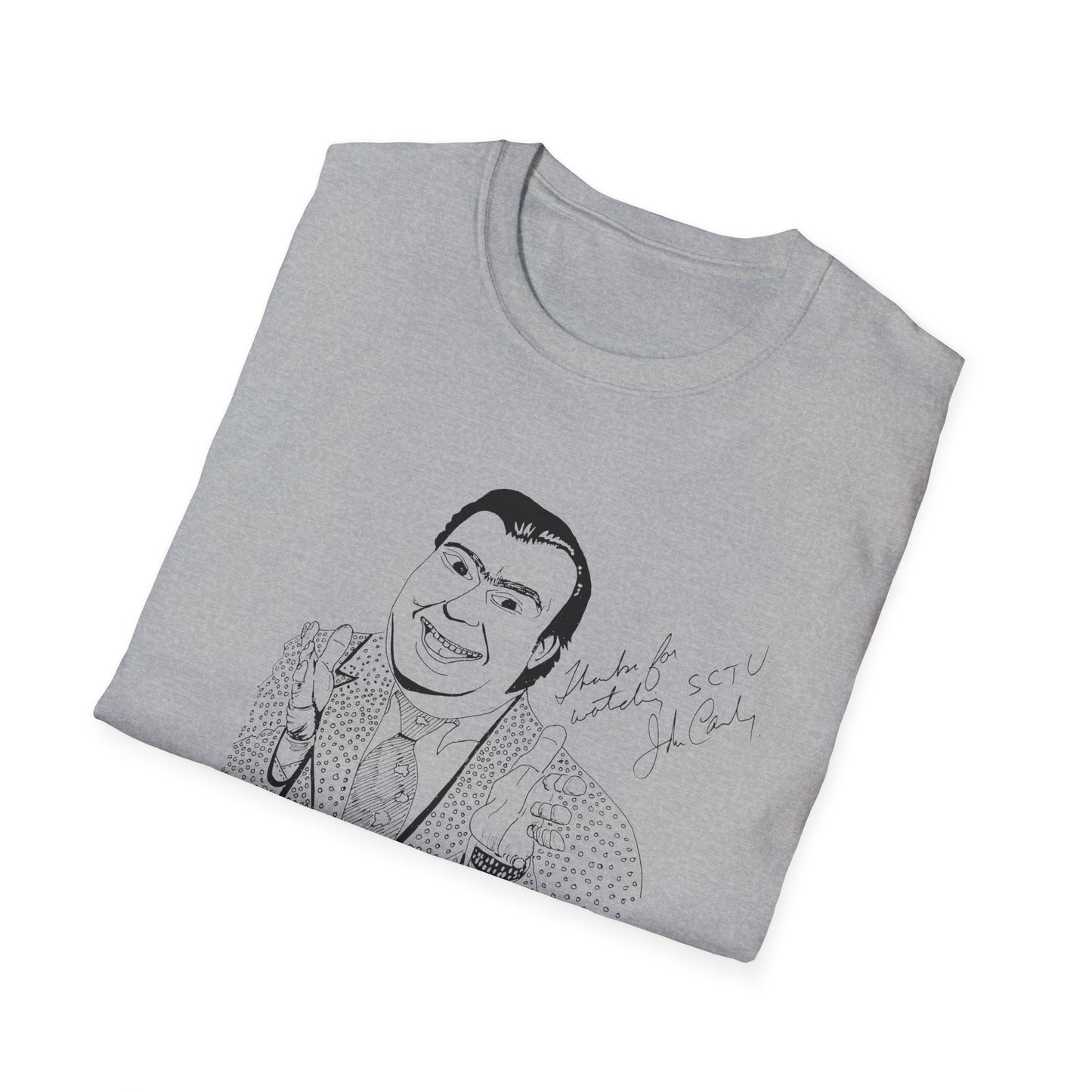 original drawing john candy with john candy's signature thanks for watching sctv tshirt