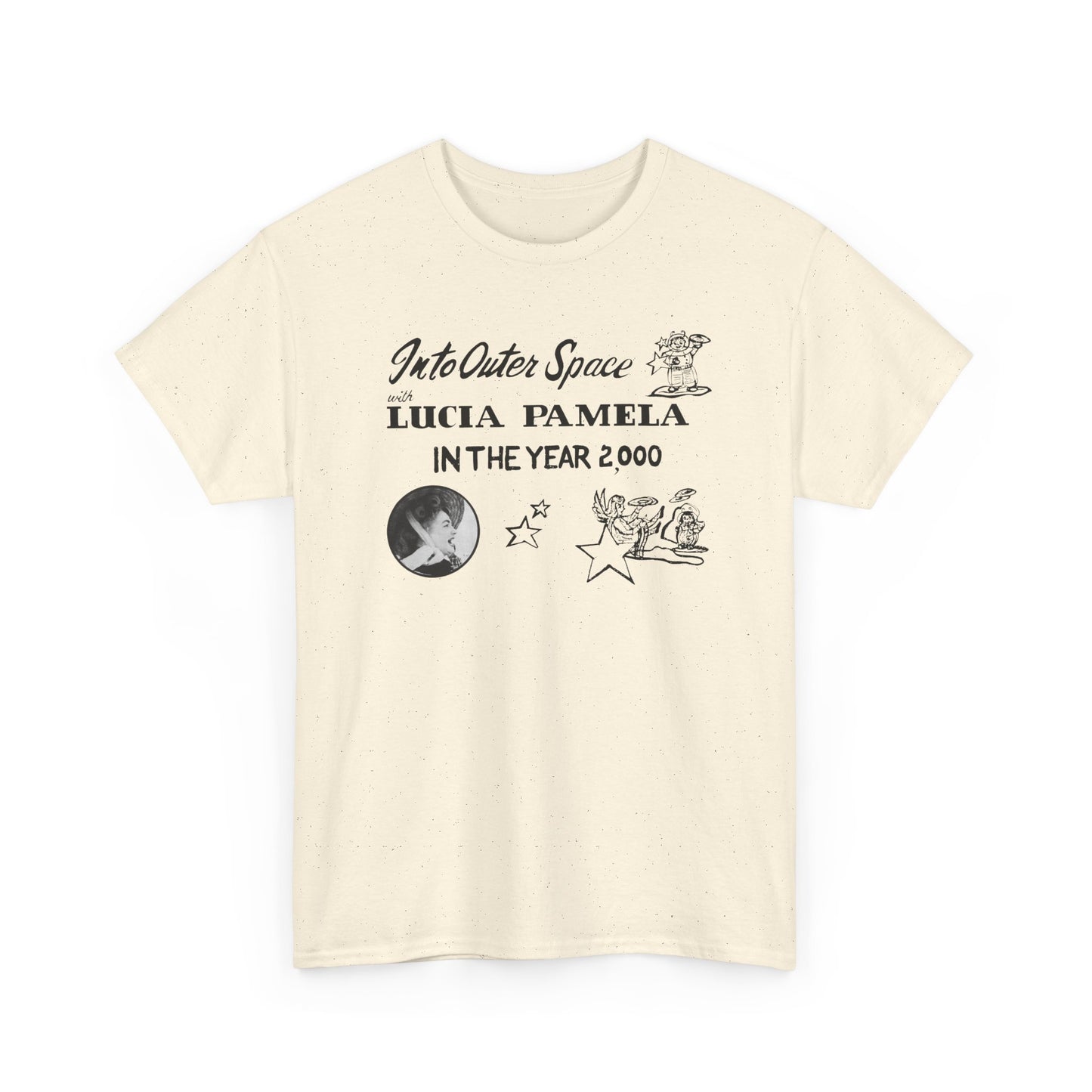 into outer space with lucia pamela in the year 2000 coloring book cover tshirt