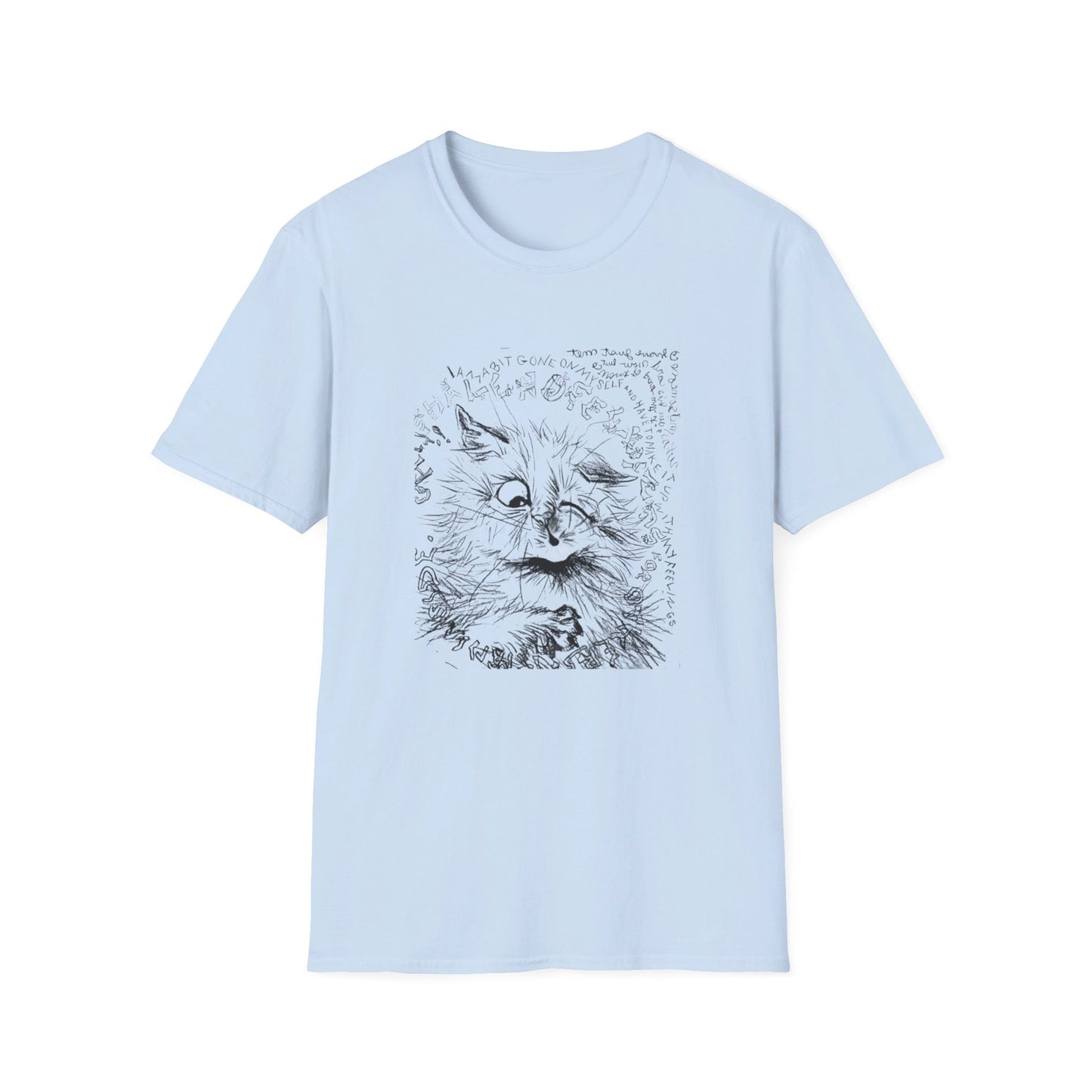 louis wain cat sketch "i am a bit gone on myself and have to make it up with my feelings" reproduction tshirt