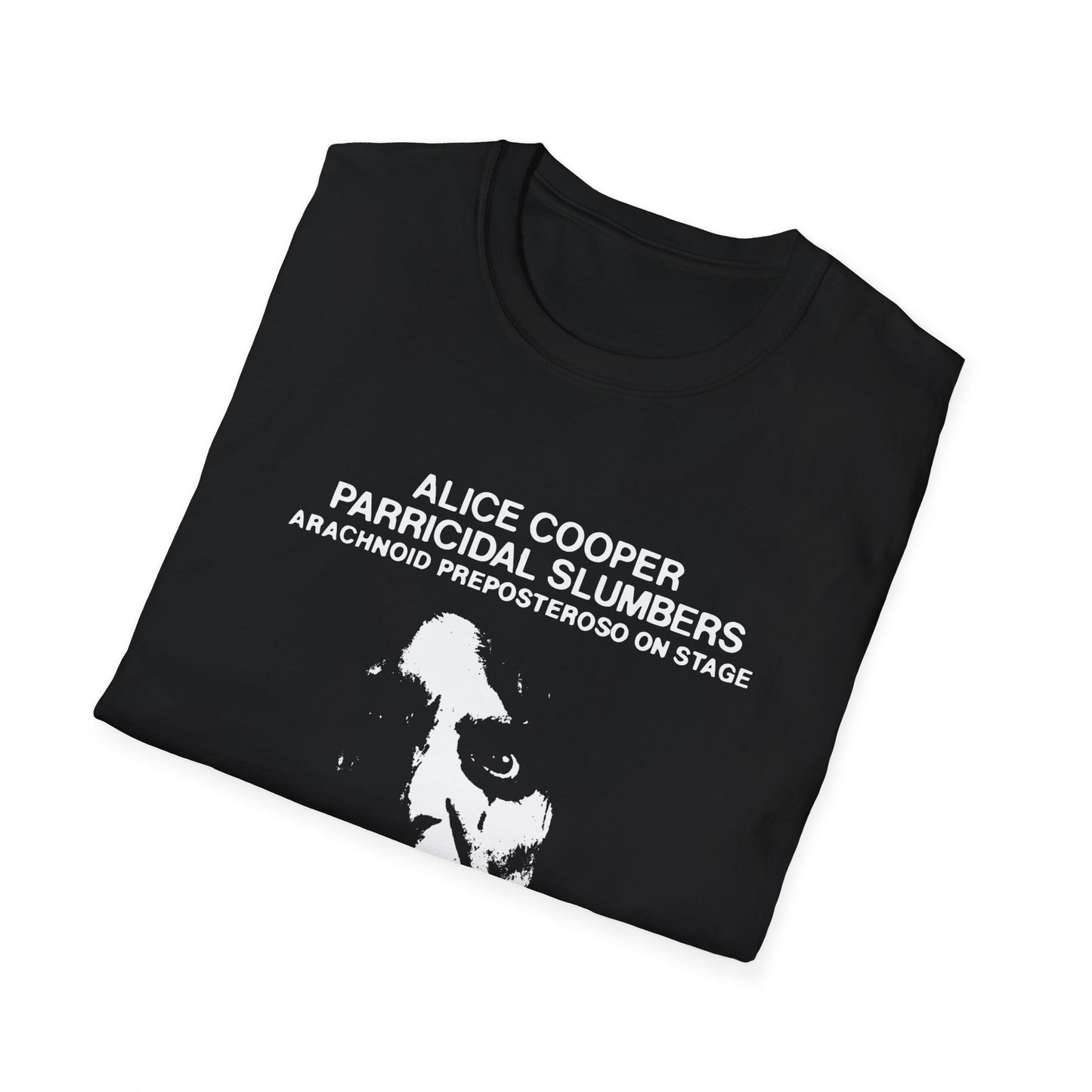 alice cooper 1974 parricidal slumbers arachnoid preposteroso on stage bootleg tshirt
