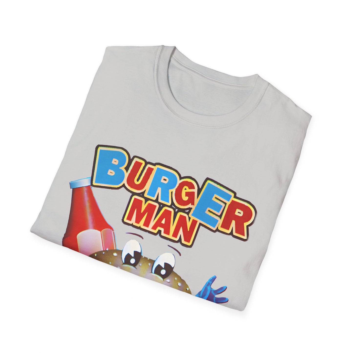 old video game burger man retro design reproduction tshirt