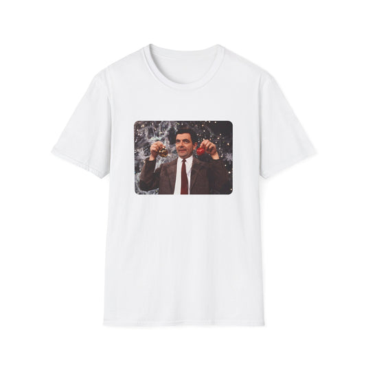mr bean with christmas ornaments tshirt