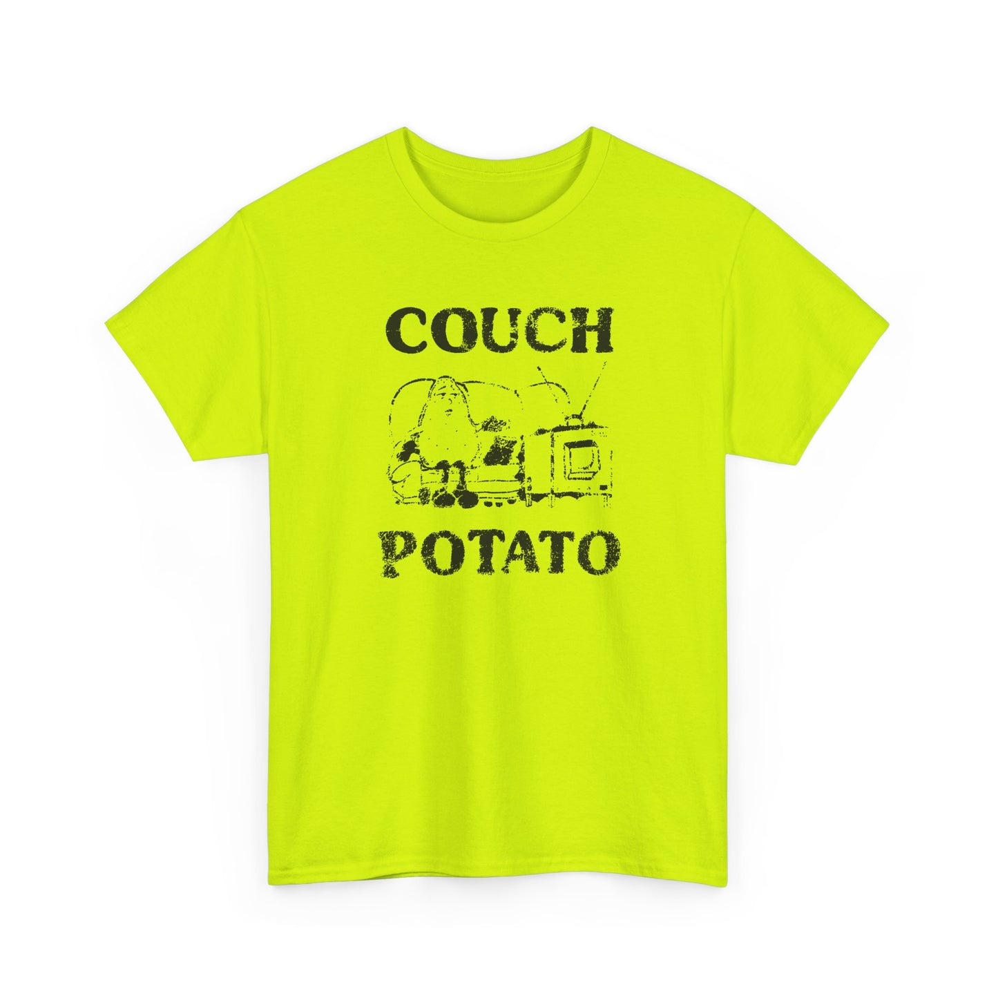 vintage couch potato reproduction in black graphic tshirt