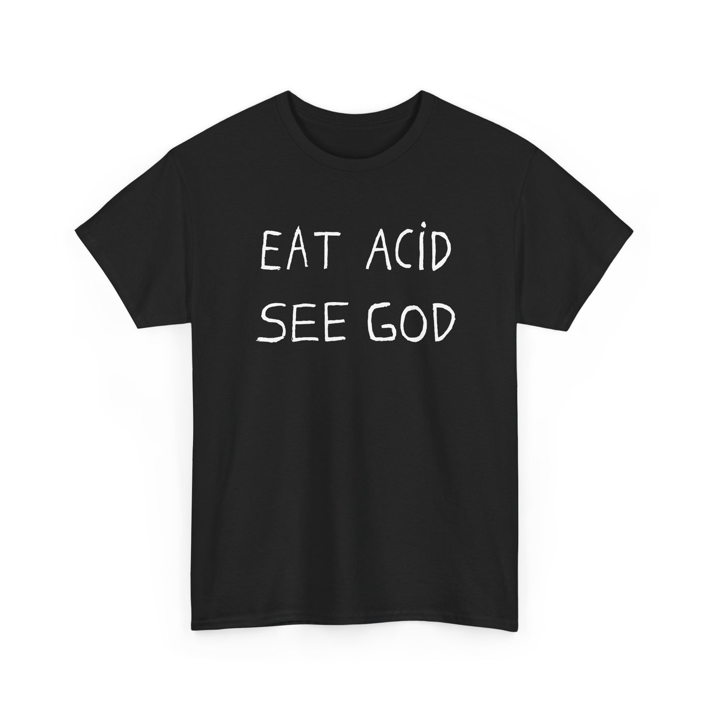 eat acid see god hand drawn font tshirt