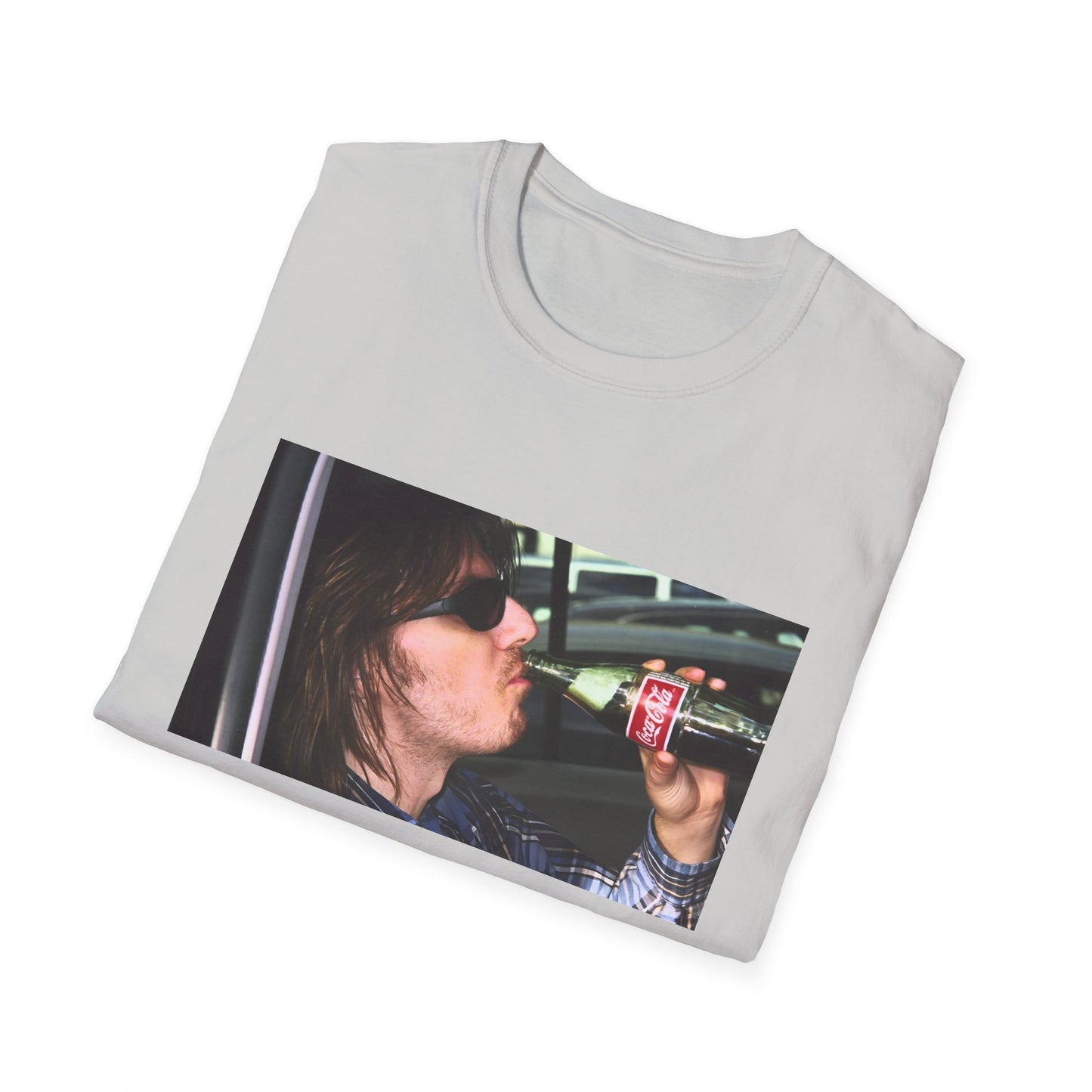 mitch hedberg drinking a soda photo tshirt, unisex softstyle