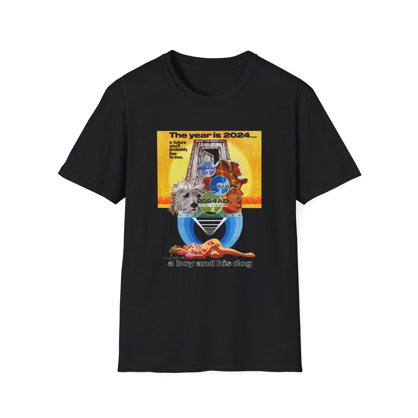 a boy and his dog 1975 sci fi comedy movie "the year is 2024" tshirt