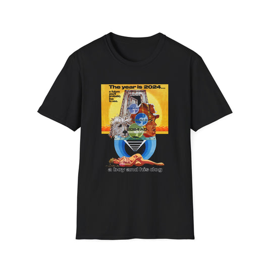 a boy and his dog 1975 sci fi comedy movie "the year is 2024" tshirt