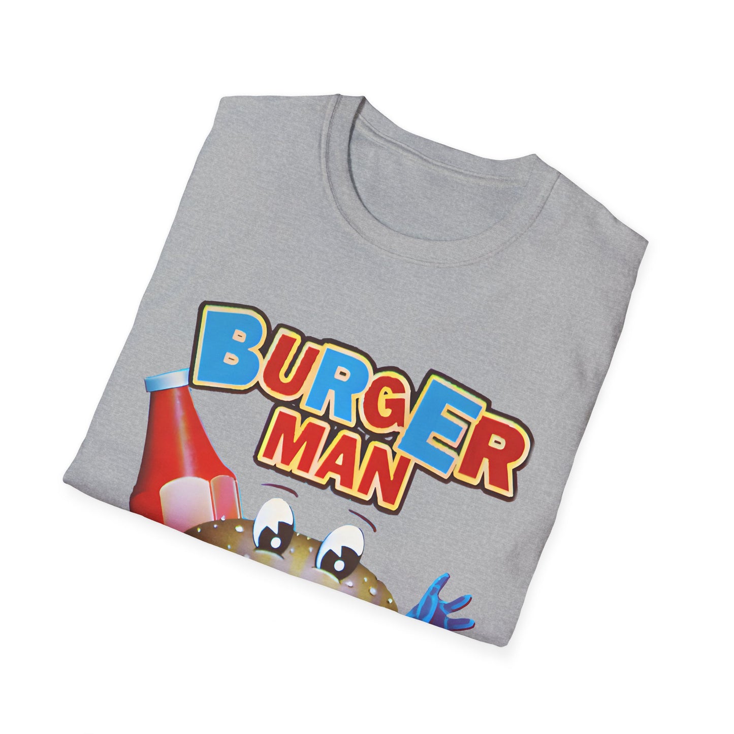 old video game burger man retro design reproduction tshirt