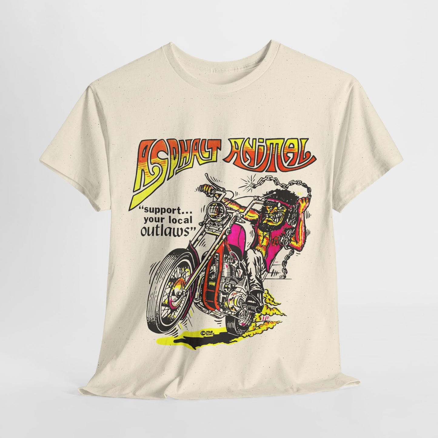 vintage 1967 asphalt animal support your local outlaws mototcycle graphic reproduction tshirt