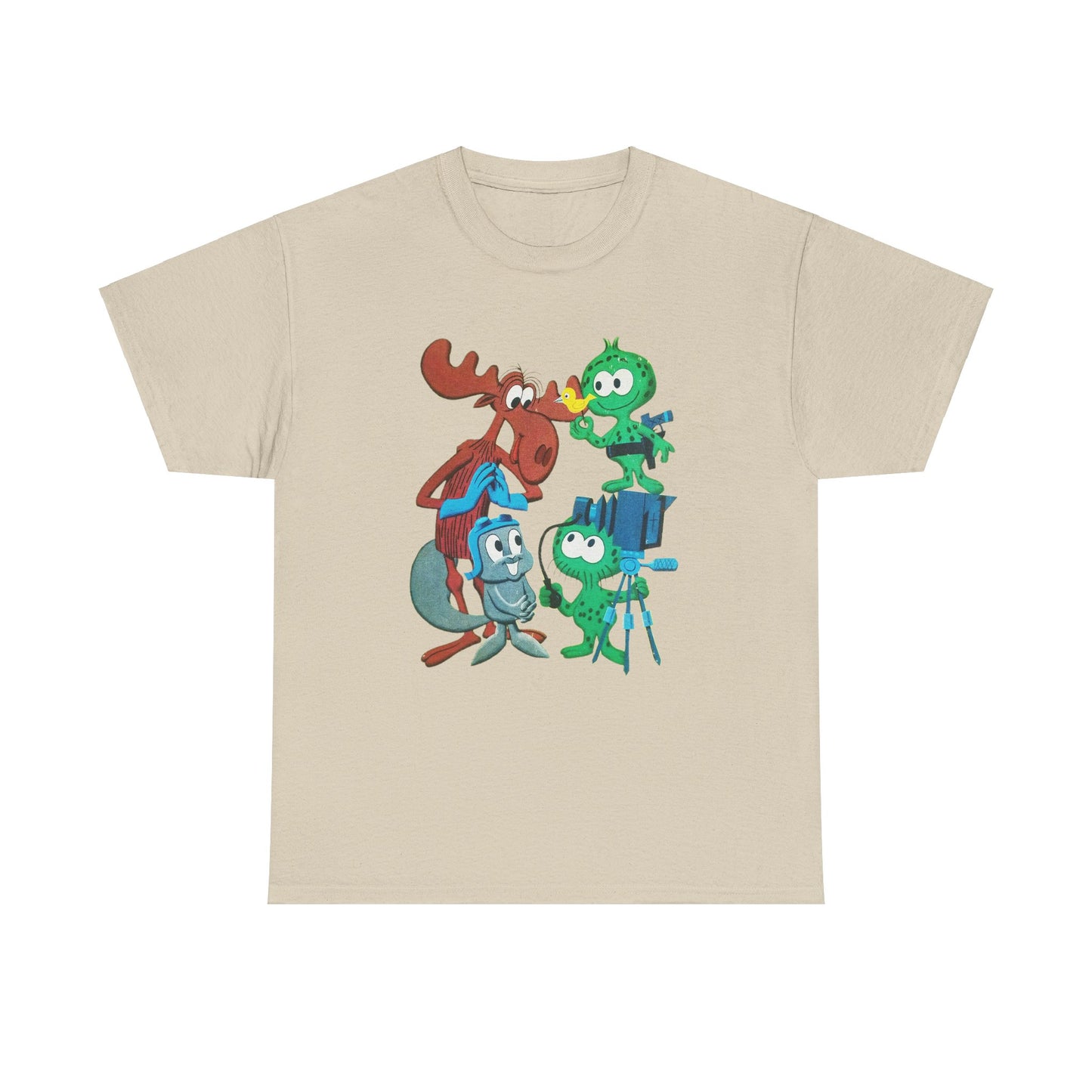 the rocky and bullwinkle show with gidney and cloyd reproduction tshirt