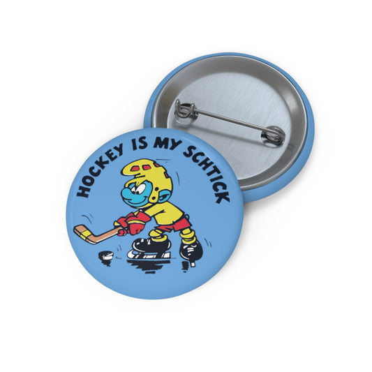 hockey is my schtick vintage smurf reproduction pin button
