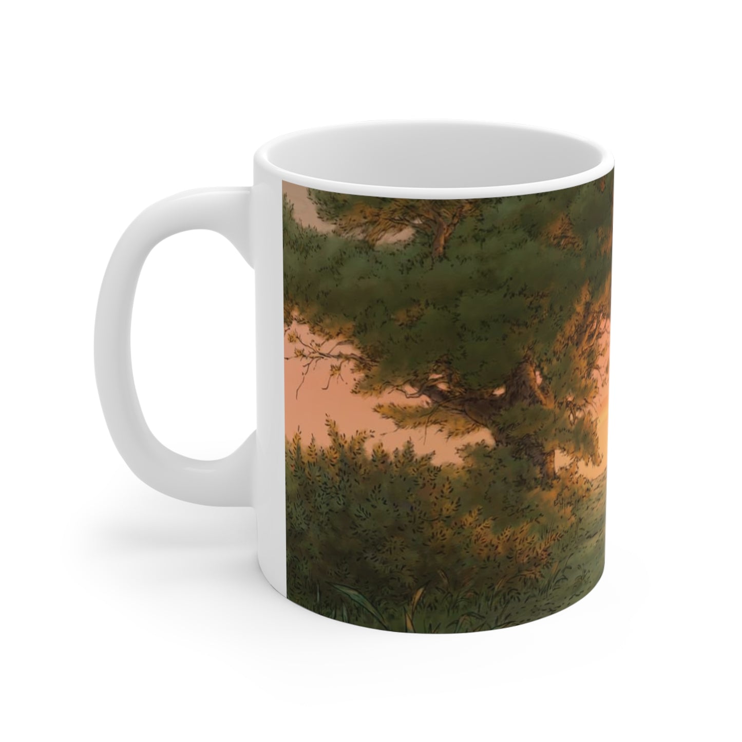 winnie the pooh and christopher robin walking through the forest mug