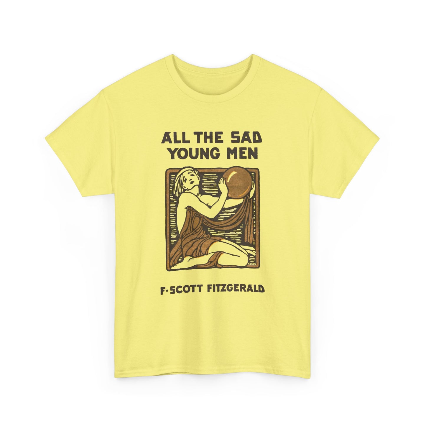 1926 f. scott fitzgerald book cover by cleo damianakes for all the sad young men tshirt