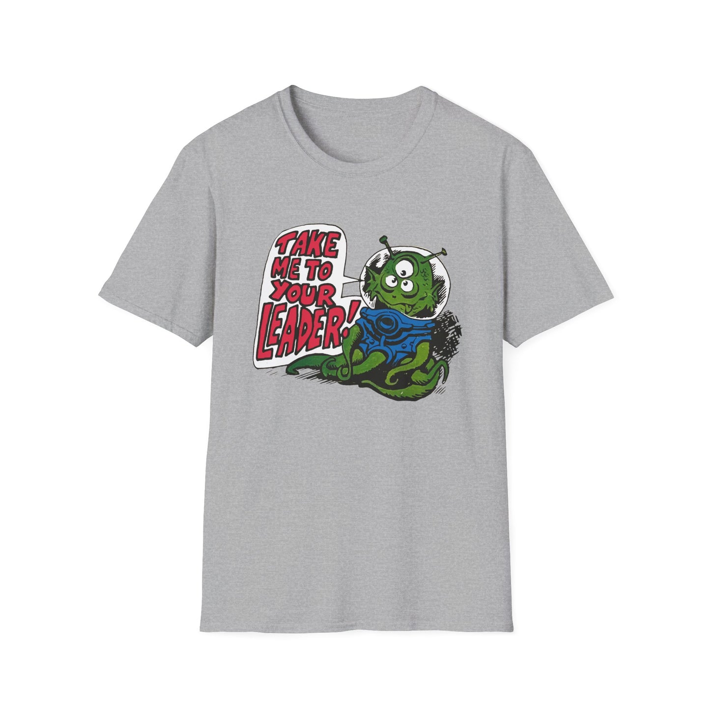 1970s take me to your leader alien cartoon character reproduction tshirt