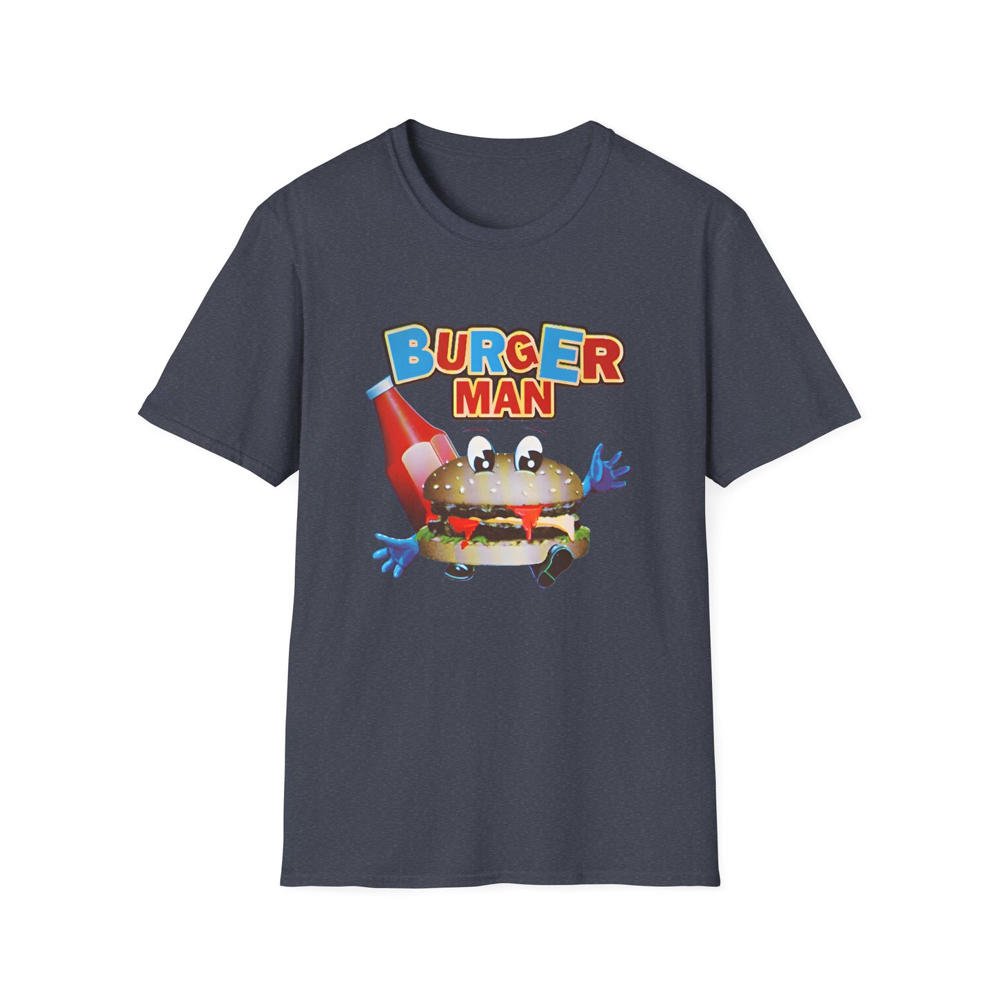old video game burger man retro design reproduction tshirt