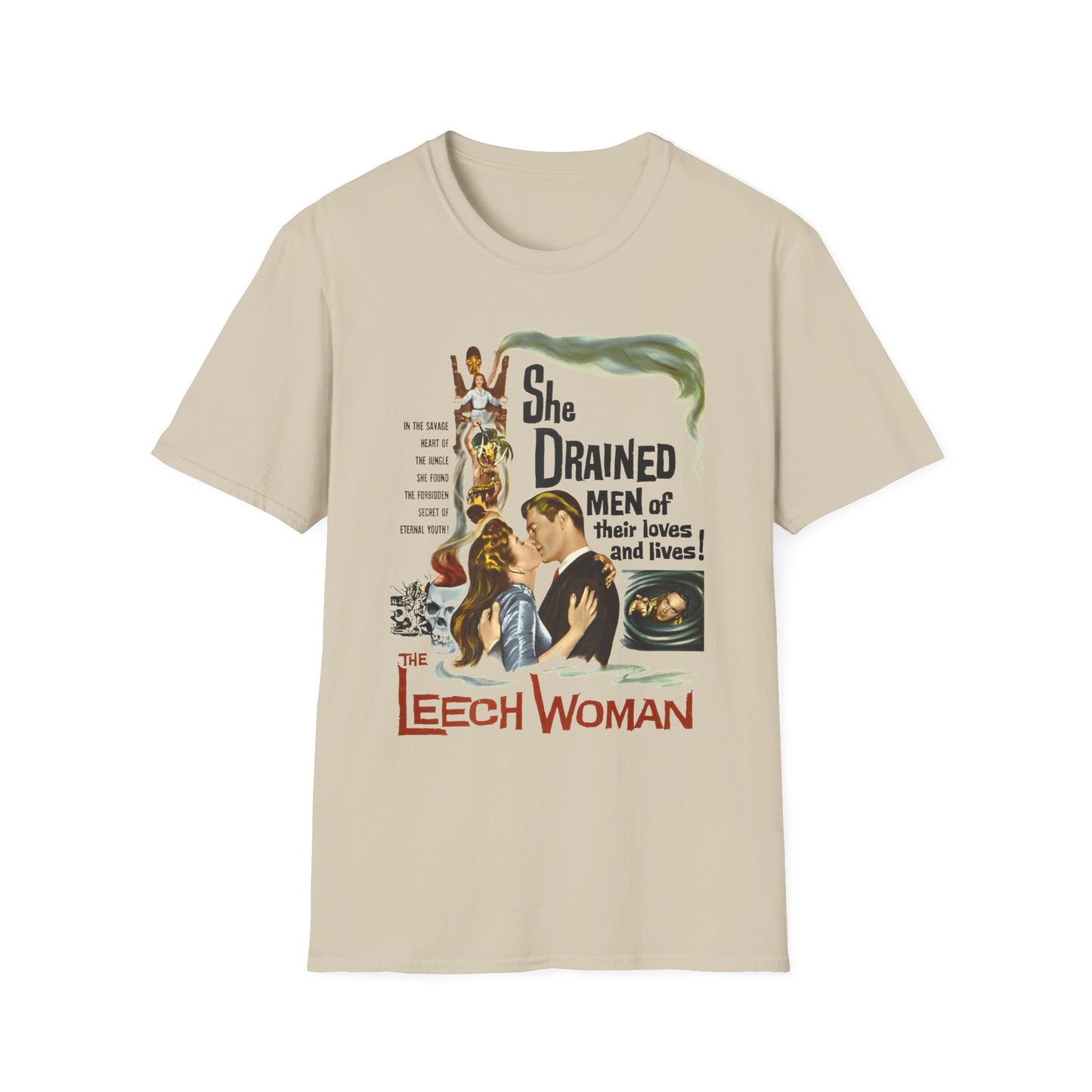 1960 low budget horror rejuvenation film the leech woman movie poster tshirt