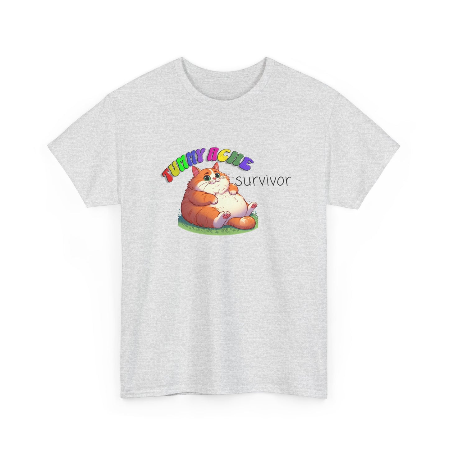 tummy ache survivor stuffed kitty silly tshirt