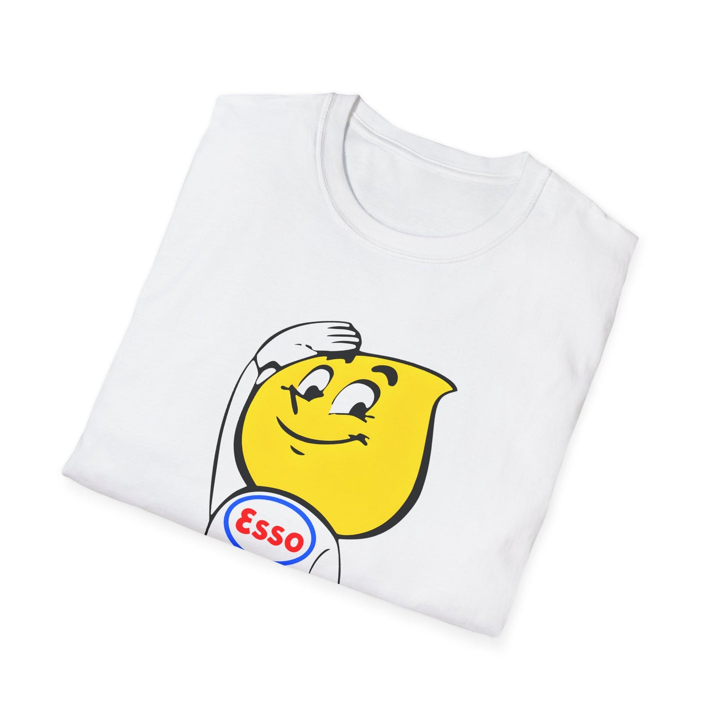 vintage esso gas station happy the esso oil drop man logo tshirt