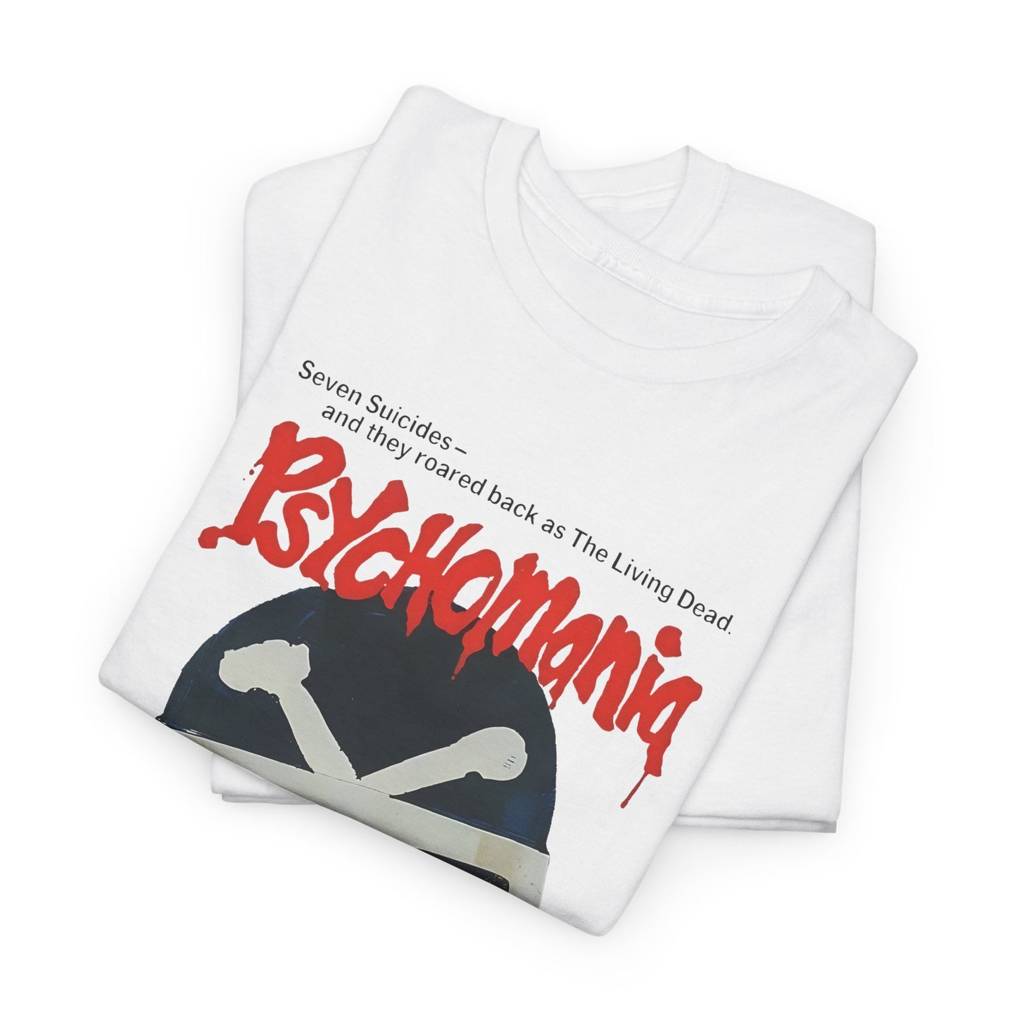1973 psychomania movie poster with lettering tshirt
