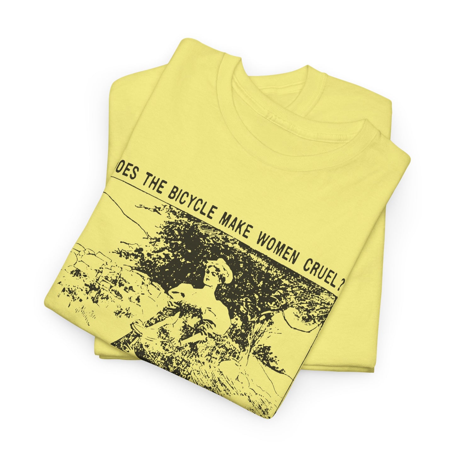 1897 cartoon does the bicycle make women cruel? reproduction tshirt