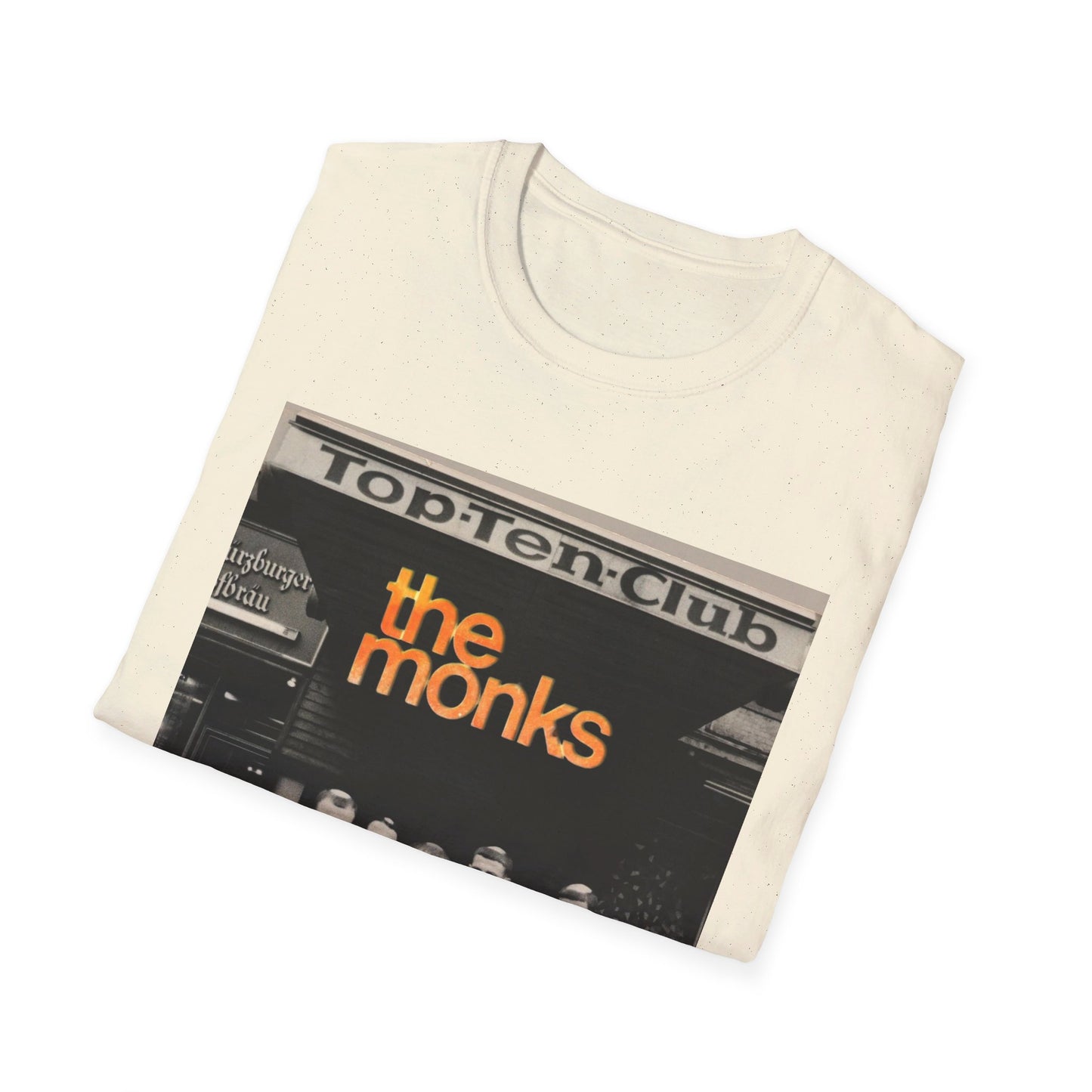 1960s experimental rock n roll band the monks in front of the top ten club tshirt