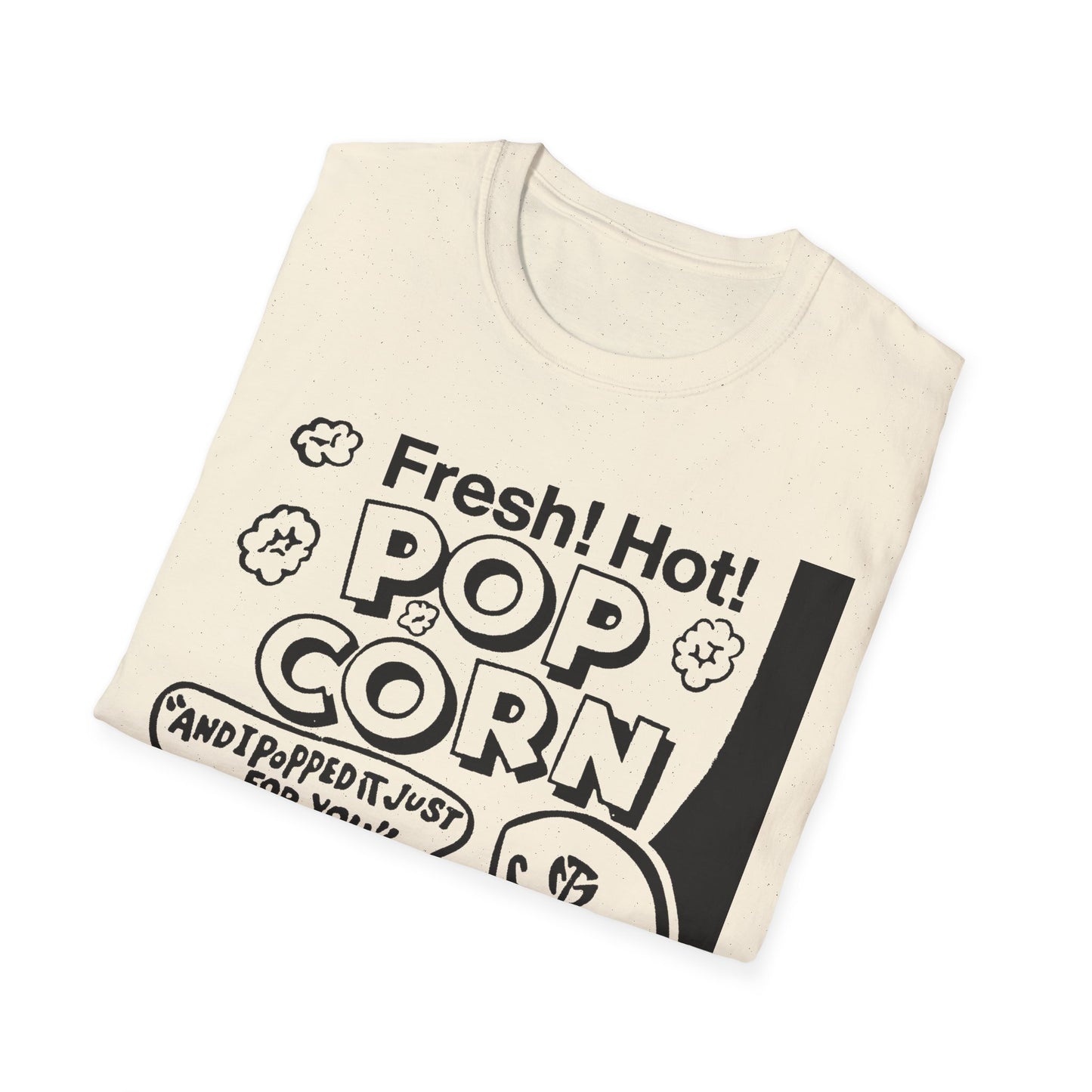 1940s popcorn box logo for martin theatres with a cute little popcorn mascot tshirt